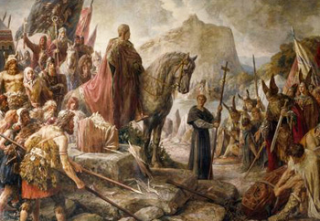Charlemagne conquering the Saxons
